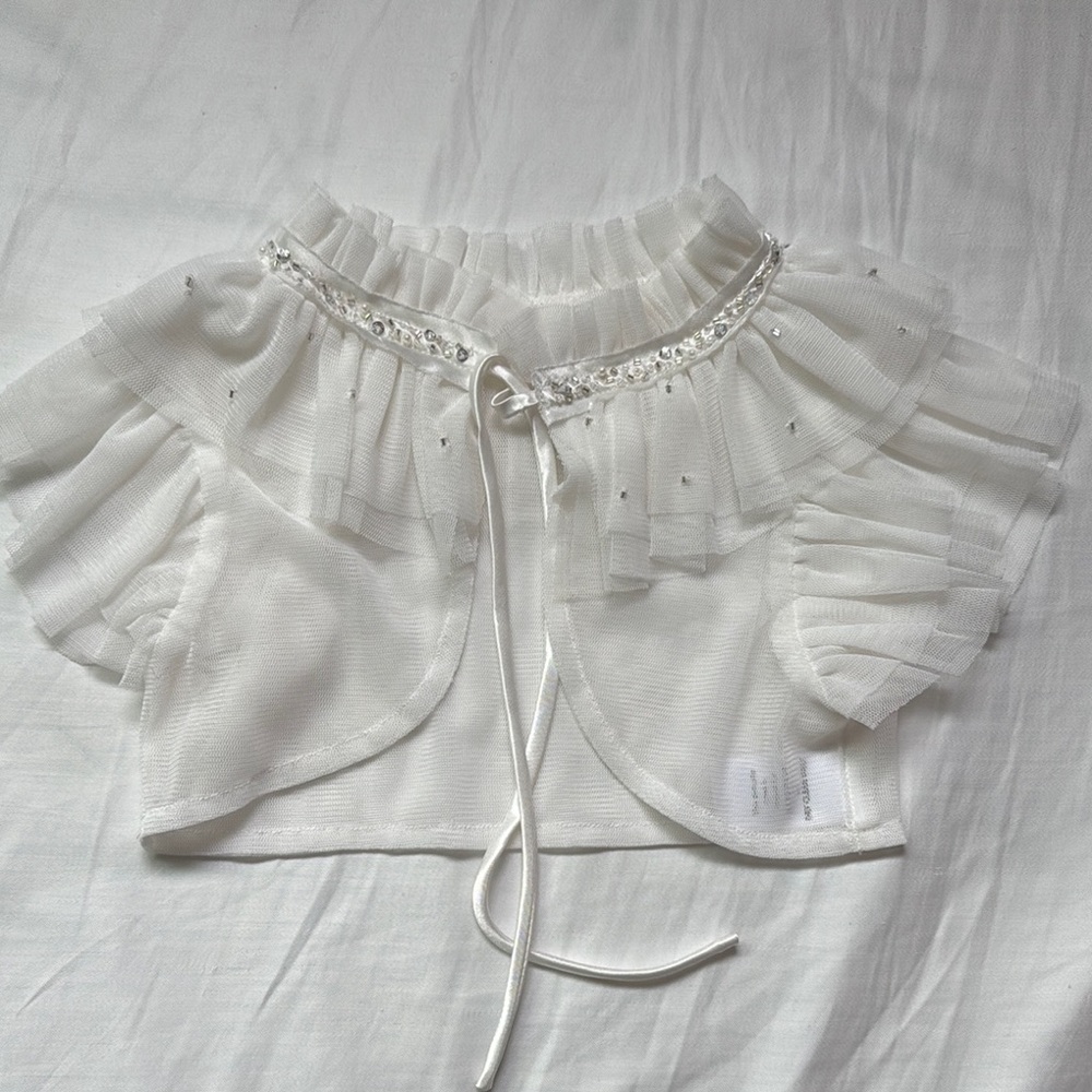 Luna Luna- Toddler girl White Ruffled Sheer Bolero
